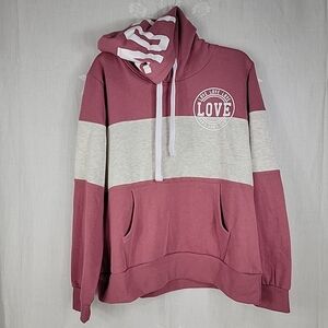 Reflex Love Hoodie Jacket Women's Pink & Gray Long Sleeve Pockets Size 1XL